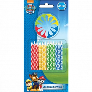 Набор свечей с держателями, 24 штуки по 6 см Щенячий Патруль (Росмэн, 31363ros)